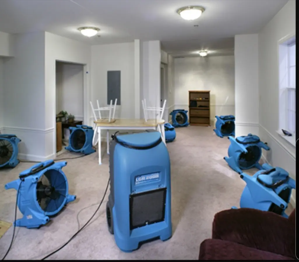 Air movers and dehumidifier setup for Water Damage Restoration in Nether Providence